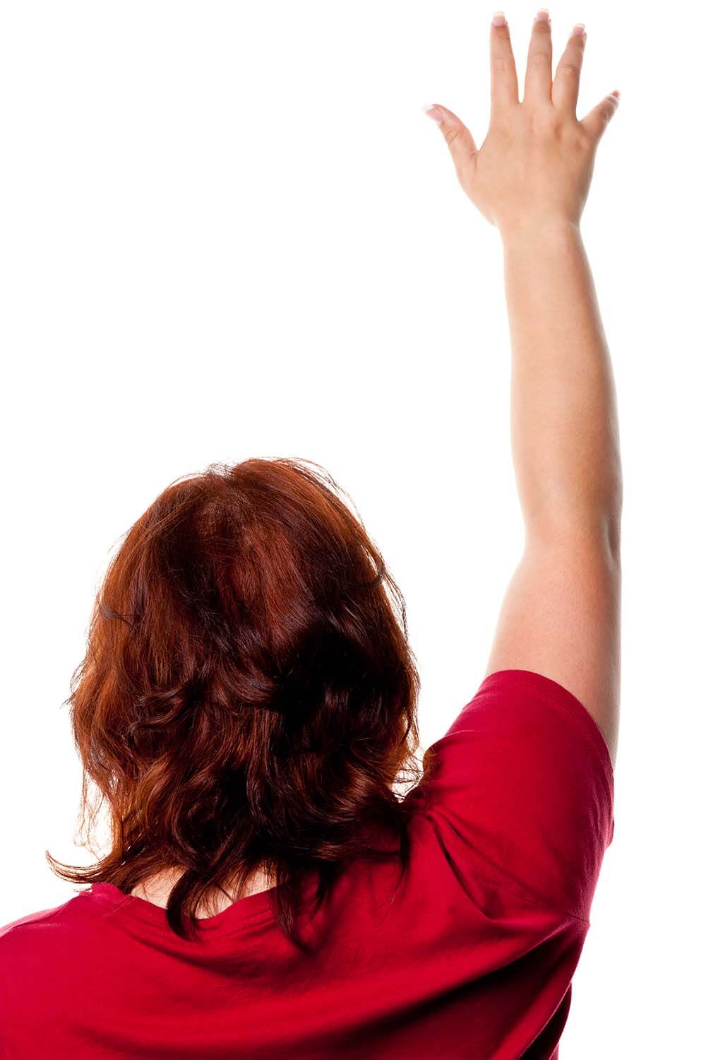 Woman raising her arm